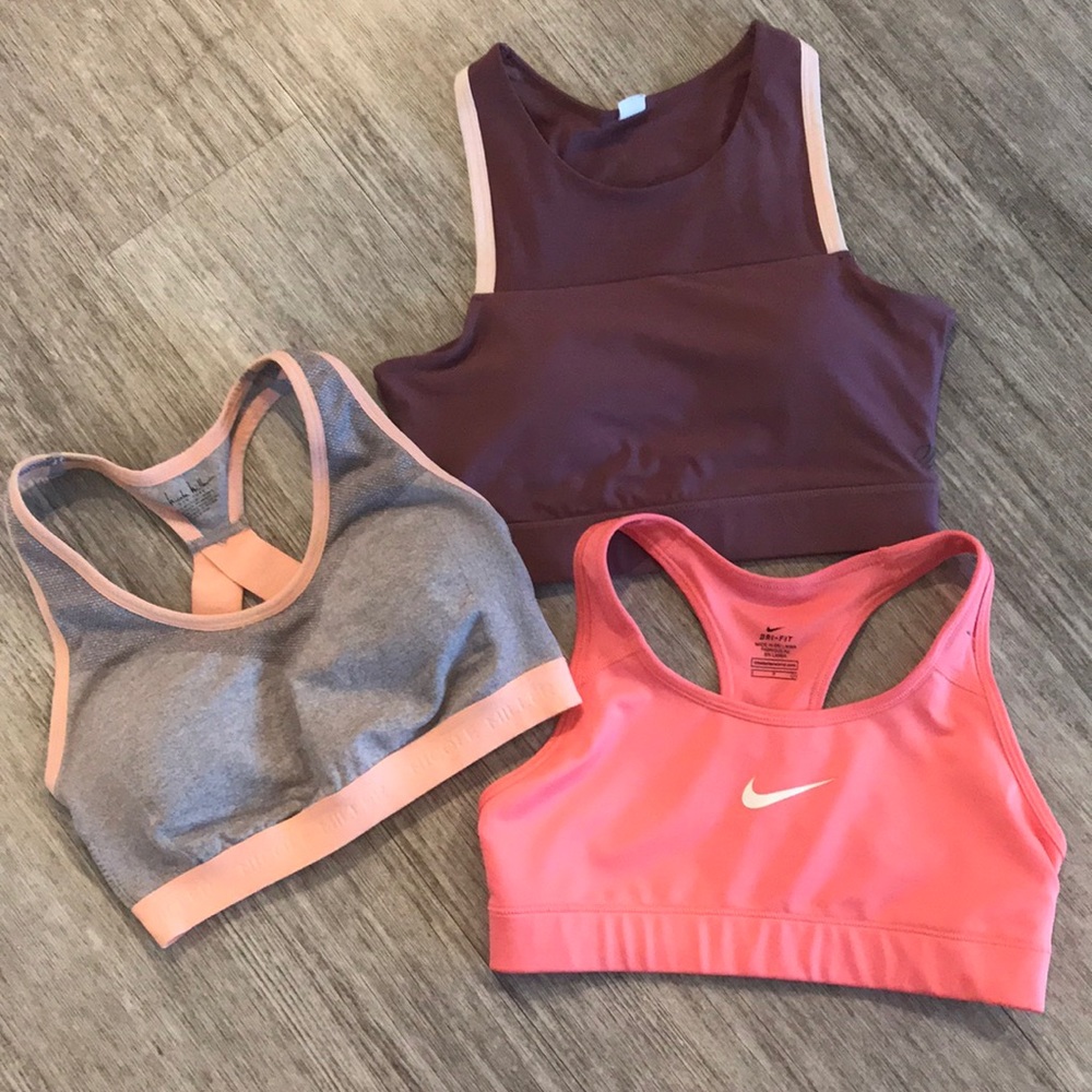 Bundle of 3 sports bras (Nike, etc), size S